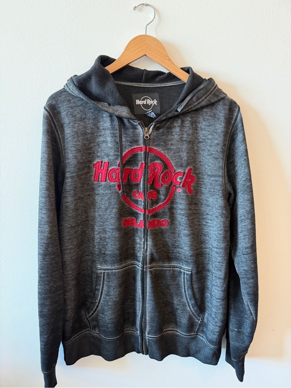 Hard Rock Cafe Colorado Zip-Up Hoodie Grey Graphic Sweatshirt - Large